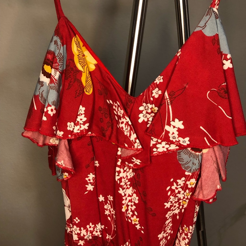 Red Floral Romper